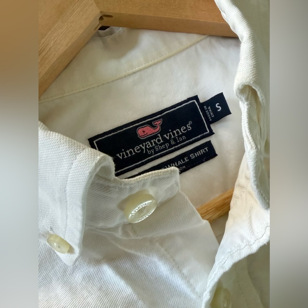 🐳 Vineyard Vines Classic Fit Whale Shirt White Button Down Small - Picture 2 of 13
